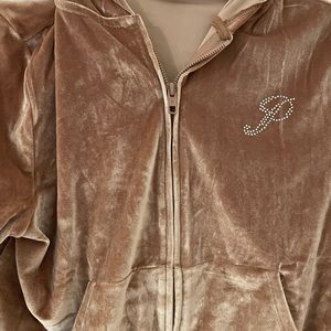 Pink velour track set